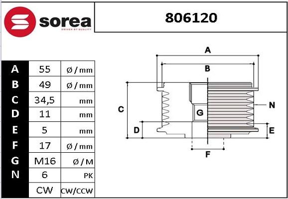 EAI 806120 - Kasnak, alternator, sərbəst dönərli mufta furqanavto.az