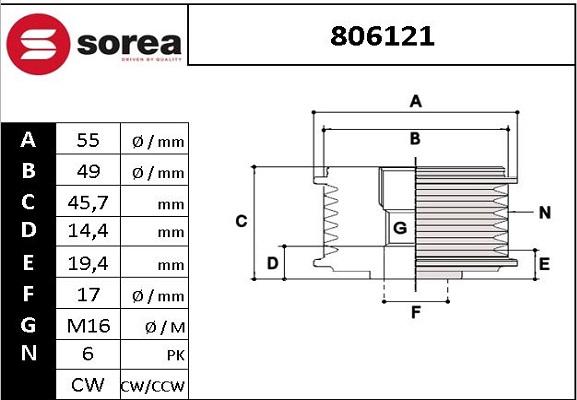 EAI 806121 - Kasnak, alternator, sərbəst dönərli mufta furqanavto.az