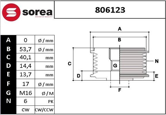 EAI 806123 - Kasnak, alternator, sərbəst dönərli mufta furqanavto.az