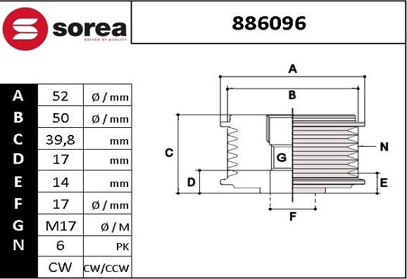 EAI 886096 - Kasnak, alternator, sərbəst dönərli mufta furqanavto.az