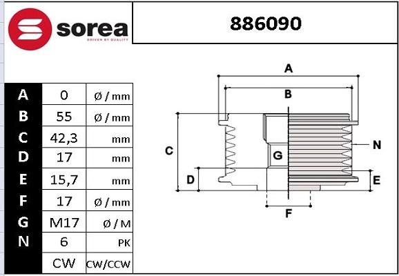 EAI 886090 - Kasnak, alternator, sərbəst dönərli mufta furqanavto.az