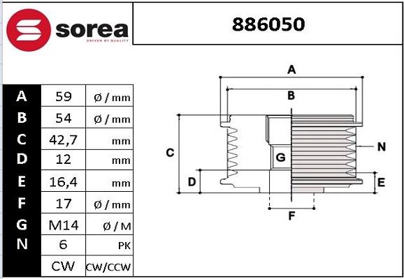 EAI 886050 - Kasnak, alternator, sərbəst dönərli mufta furqanavto.az