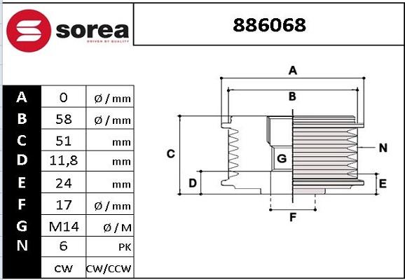 EAI 886068 - Kasnak, alternator, sərbəst dönərli mufta furqanavto.az