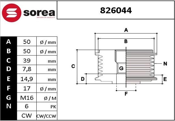 EAI 826044 - Kasnak, alternator, sərbəst dönərli mufta furqanavto.az