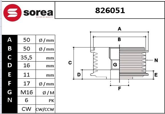 EAI 826051 - Kasnak, alternator, sərbəst dönərli mufta furqanavto.az