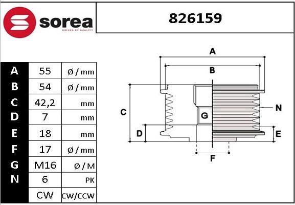 EAI 826159 - Kasnak, alternator, sərbəst dönərli mufta furqanavto.az