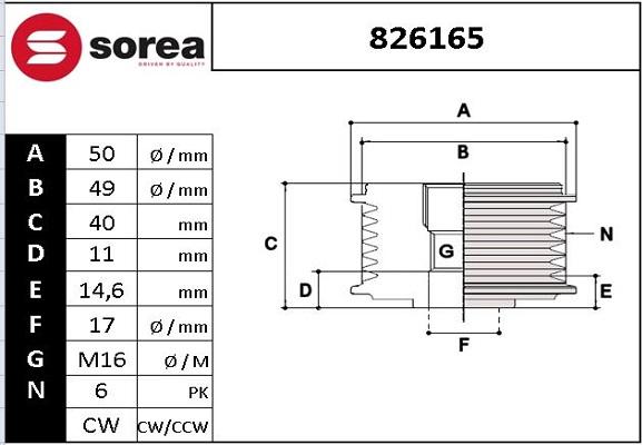 EAI 826165 - Kasnak, alternator, sərbəst dönərli mufta furqanavto.az