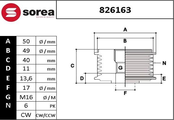 EAI 826163 - Kasnak, alternator, sərbəst dönərli mufta furqanavto.az