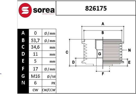 EAI 826175 - Kasnak, alternator, sərbəst dönərli mufta furqanavto.az