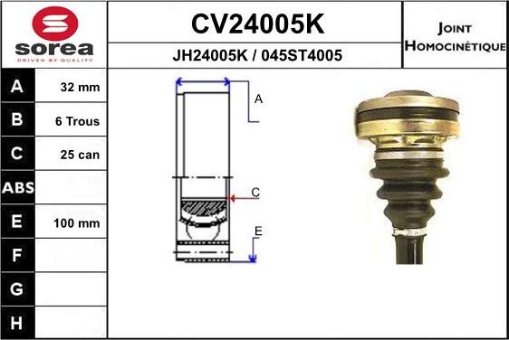 EAI CV24005K - Birləşmə dəsti, ötürücü val furqanavto.az