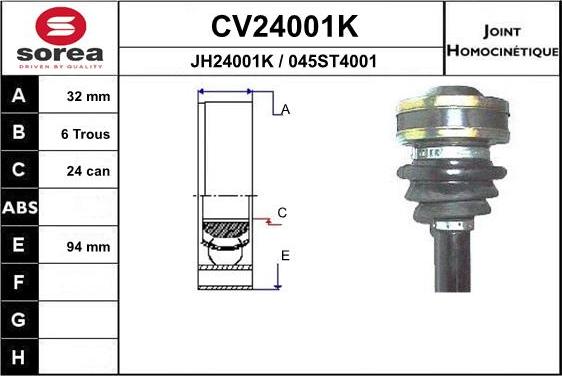 EAI CV24001K - Birləşmə dəsti, ötürücü val furqanavto.az