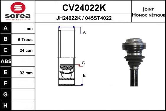 EAI CV24022K - Birləşmə dəsti, ötürücü val furqanavto.az
