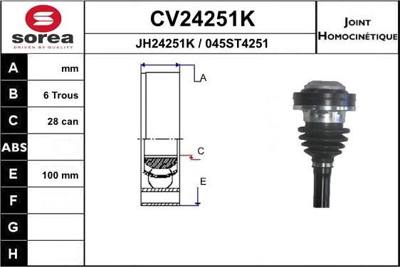 EAI CV24251K - Birləşmə dəsti, ötürücü val furqanavto.az