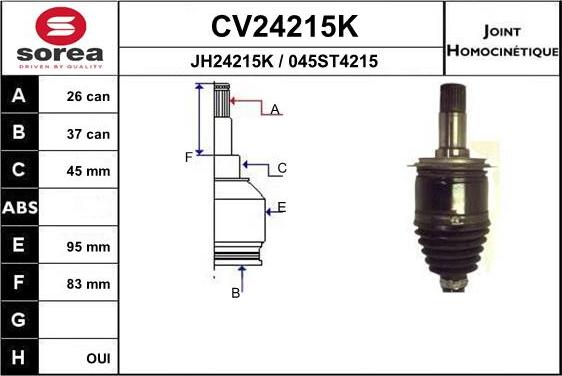 EAI CV24215K - Birləşmə dəsti, ötürücü val furqanavto.az