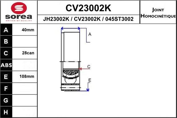 EAI CV23002K - Birləşmə dəsti, ötürücü val furqanavto.az