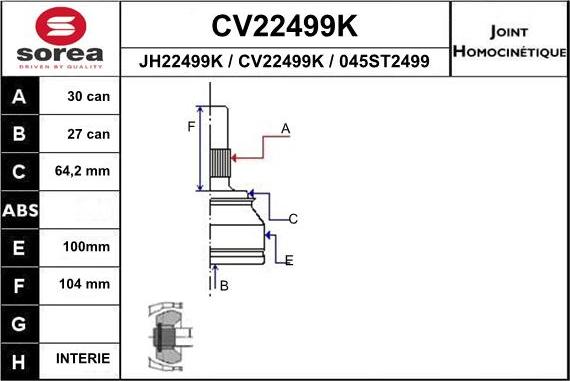EAI CV22499K - Birləşmə dəsti, ötürücü val furqanavto.az