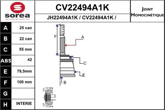 EAI CV22494A1K - Birləşmə dəsti, ötürücü val furqanavto.az