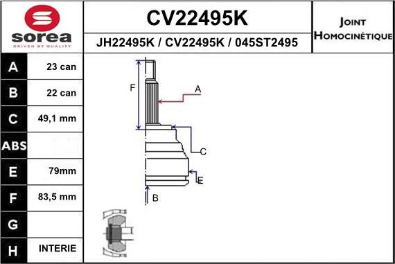 EAI CV22495K - Birləşmə dəsti, ötürücü val furqanavto.az