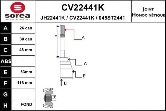 EAI CV22441K - Birləşmə dəsti, ötürücü val furqanavto.az