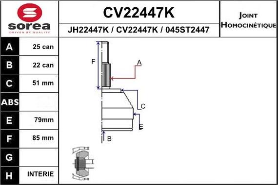 EAI CV22447K - Birləşmə dəsti, ötürücü val furqanavto.az