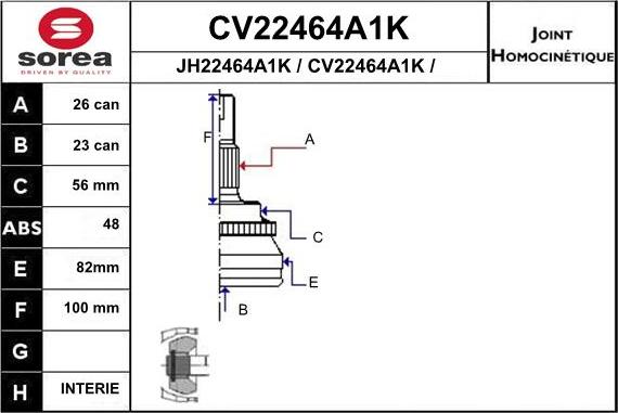 EAI CV22464A1K - Birləşmə dəsti, ötürücü val furqanavto.az