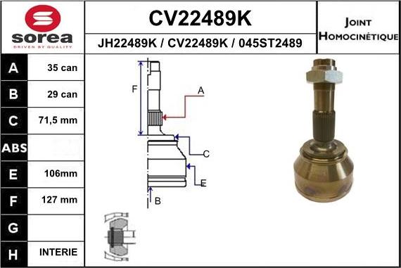 EAI CV22489K - Birləşmə dəsti, ötürücü val furqanavto.az