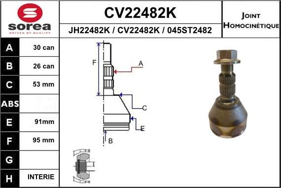 EAI CV22482K - Birləşmə dəsti, ötürücü val furqanavto.az