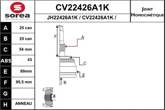 EAI CV22426A1K - Birləşmə dəsti, ötürücü val furqanavto.az