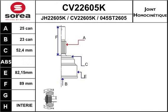 EAI CV22605K - Birləşmə dəsti, ötürücü val furqanavto.az