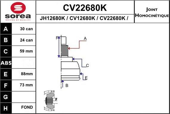 EAI CV22680K - Birləşmə dəsti, ötürücü val furqanavto.az