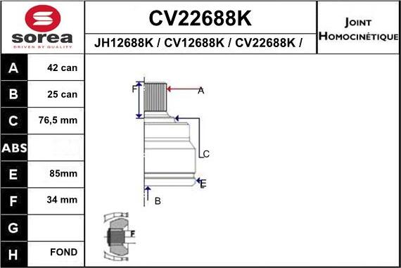 EAI CV22688K - Birləşmə dəsti, ötürücü val furqanavto.az