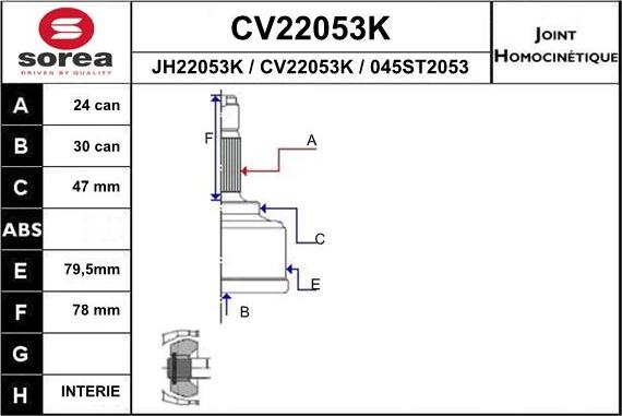 EAI CV22053K - Birləşmə dəsti, ötürücü val furqanavto.az