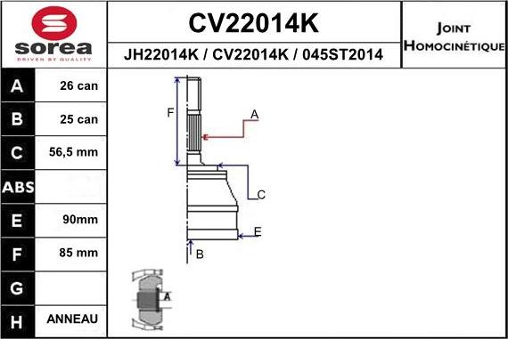 EAI CV22014K - Birləşmə dəsti, ötürücü val furqanavto.az