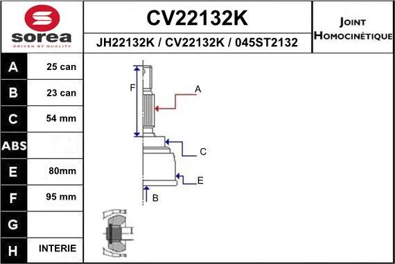 EAI CV22132K - Birləşmə dəsti, ötürücü val furqanavto.az