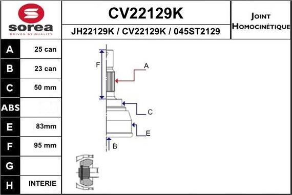 EAI CV22129K - Birləşmə dəsti, ötürücü val furqanavto.az