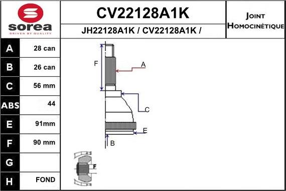 EAI CV22128A1K - Birləşmə dəsti, ötürücü val furqanavto.az