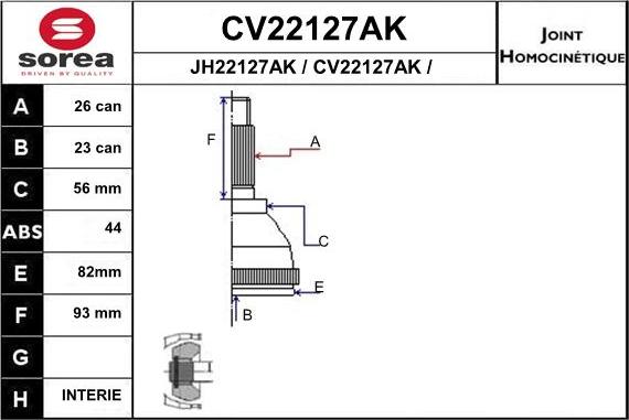 EAI CV22127AK - Birləşmə dəsti, ötürücü val furqanavto.az