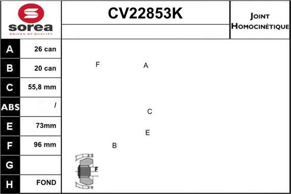 EAI CV22853K - Birləşmə dəsti, ötürücü val furqanavto.az
