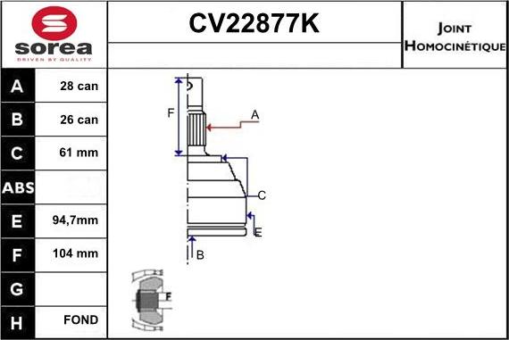 EAI CV22877K - Birləşmə dəsti, ötürücü val furqanavto.az