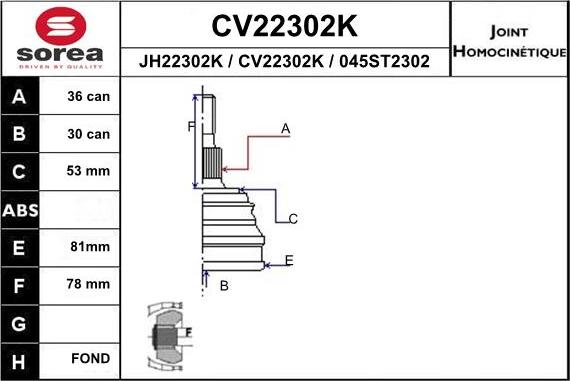 EAI CV22302K - Birləşmə dəsti, ötürücü val furqanavto.az