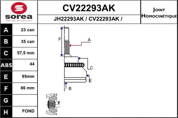 EAI CV22293AK - Birləşmə dəsti, ötürücü val furqanavto.az