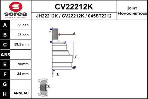 EAI CV22212K - Birləşmə dəsti, ötürücü val furqanavto.az