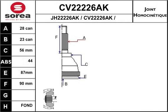 EAI CV22226AK - Birləşmə dəsti, ötürücü val furqanavto.az