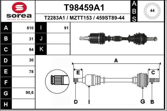 EAI T98459A1 - Sürücü mili furqanavto.az