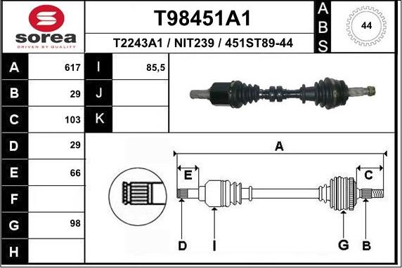 EAI T98451A1 - Sürücü mili furqanavto.az