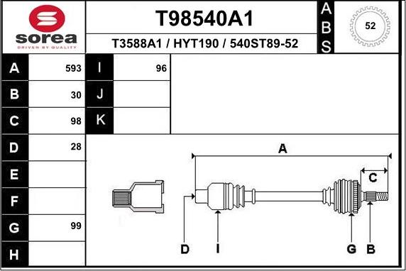 EAI T98540A1 - Sürücü mili www.furqanavto.az