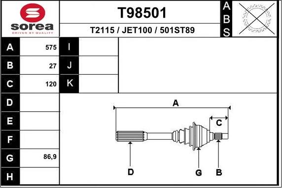 EAI T98501 - Sürücü mili furqanavto.az