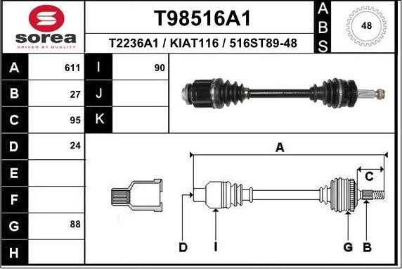 EAI T98516A1 - Sürücü mili furqanavto.az