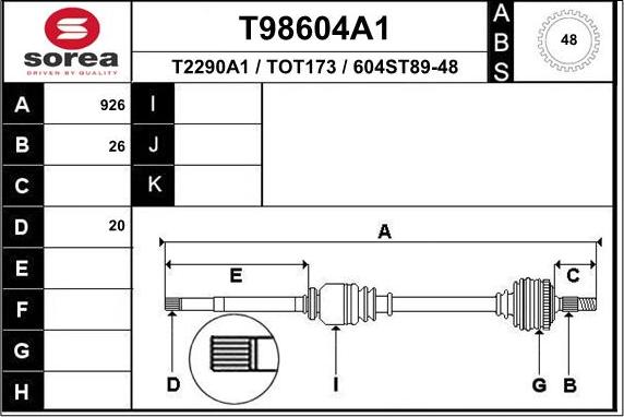 EAI T98604A1 - Sürücü mili furqanavto.az