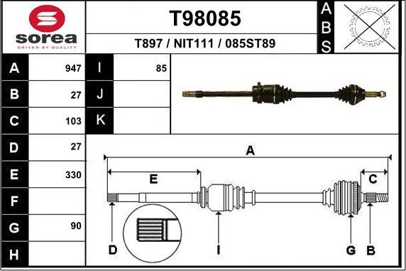 EAI T98085 - Sürücü mili furqanavto.az